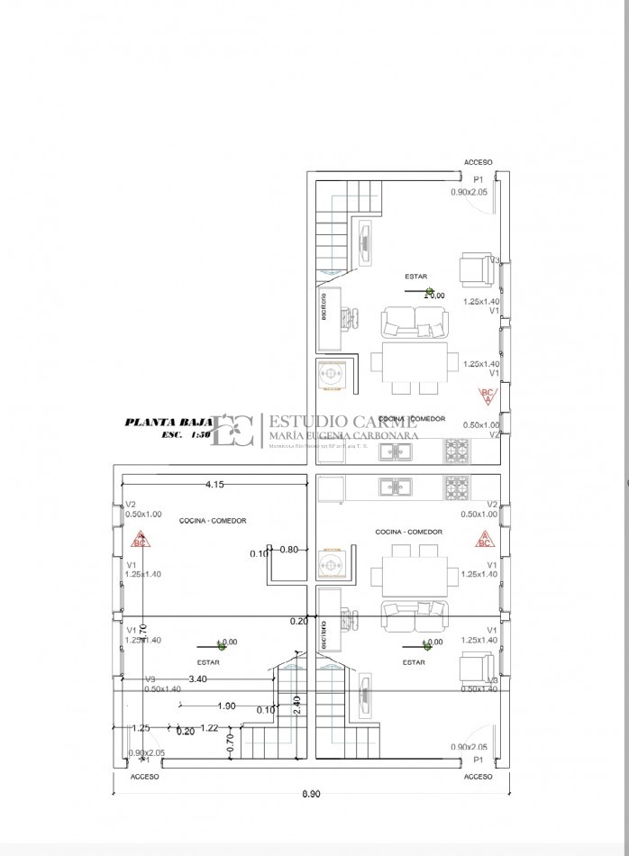 Complejo en block de 3 unidades a terminar en barrio Entre Pinos al este del centro de Bariloche. Oportunidad de inversion.